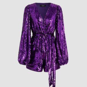 XL Cider Dark Purple Sequin Romper